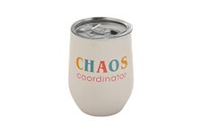 Pearhead Chaos Coordinator Stainless Steel Wine Tumbler with Press-In and Slide Locking Lid, Cute Motherhood Stemless Wine Glass Tumbler Mug, New Mom Accessory, 12oz