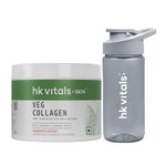 HealthKart Hk Vitals Veg Collagen Supplement (Orange,120 G) With Sipper,300 Ml|Combo Pack|With Biotin,Vitamin C,E,Sodium Hyaluronate|For Healthy Skin,Hair & Nails,Powder,2 Count,25 Servings