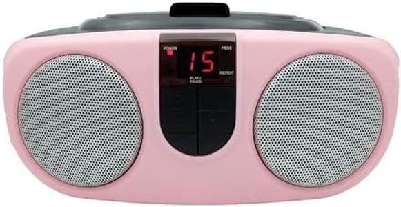 Sylvania SRCD243 Portable CD Player with AM/FM Radio, Boombox (Pink)