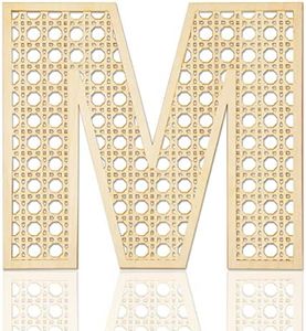 Wooden Rattan Letters for Wall Decor Rustic Wooden Letters 12 Inch Wood Letter Rattan Wall Decor for Wedding Nursery Sign Baby Shower Newborn Birthday Gift Boho Bedroom Decoration (M)