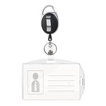 Vicloon Badge Holder, Two-Sided Horizontal Vertical ID Card Holder with Retractable Reel Set for School, Office, Identity Card, Key Ring and Belt Clip Attachment