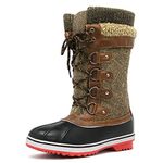 DREAM PAIRS Womens Winter Boots Fur Lined Mid Calf Warm Snow Boots Lace UP Anti-Slip Outdoor Shoes,Size 9,Brown,MONTE_02