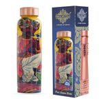 INDIAN ART VILLA Pure Copper Water Bottle 900 ml, Rajasthani Meena Printed Design, Ayurvedic Health Benefits, Leak-Proof for Home, Office, Gym, Yoga & Travel