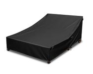 YANGSHILEI Patio Chaise Lounge Covers 82 x 57 x32 inch,Waterproof Double Wide Patio Chaise Lounge Chair Cover,Furniture Protective Cover for Outdoor (Black)