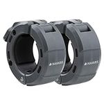 Navaris Barbell Locking Collar 2-Pack - 2-Inch (5cm) Olympic Weight Lifting Clamps with Quick Latch & Magnetic Design - Easy to Use Clamp - Lightweight Clips for Bar - Grey/Black
