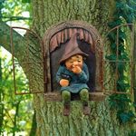 LSDZHK Elf Out The Door Tree Hugger Garden Statue, Gnome Resin Figurine Hanging Tree Gnome Decoration Tree Faces Decor Outdoor for Patio Lawn Ornament (Women)