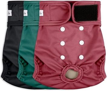 Grecle 3 Pack Female Dog Diapers - Reusable Diapers for Doggie in Heat - Highly Absorbent Dog Diapers Female for Pet Incontinence with Adjustable Snaps (Red,Grreen,Black, XXL)