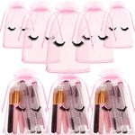 100 Pcs Eyelash Aftercare Bags Eye Lash Print Makeup Bags Empty Beauty Gift Bags Women Drawstring Cosmetic Bag Organza Bags Pouch for Girls Makeup Jewelry Supplies, 4 x 6 Inches, Pink Plus Black