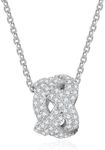 SUNFEEL Diamond Necklaces for Women, 925 Sterling Silver Cubic Zirconia Necklace Halo Pendant Valentines Day Jewelry for Her, Sterling Silver, Cubic Zirconia