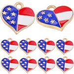 30 Pieces American Flag Charms Enamel Heart-Shaped Patriotic Pendants Charms Jewelry Making Accessory for DIY Necklace Bracelet Earrings