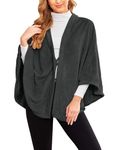 Ekouaer Women's Bed Jacket Shawls Cardigan Flannel Robe Loungewear Coverup Poncho