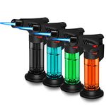 WANBRO 4 Pack of Torch Lighter, Powerful Windproof Jet Flame, Butane Gas Refill, with Safety Lock, Mini Torch Lighters for Candle, Firework (Gas not Included)