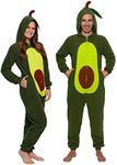 Slim Fit Adult Onesie - Animal Halloween Costume - Plush Fruit One Piece Cosplay Suit for Women and Men by FUNZIEZ!, Avocado, X-Large