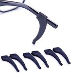 Anti-Slip Glasses Ear Grip - 3 Pack - Stretch Fit for Sunglasses and Glasses Retainer Glasses Chain (Black)