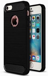 Plus Carbon Fiber Brushed Texture Shockproof Back Case Cover for Apple iPhone 5 - Black
