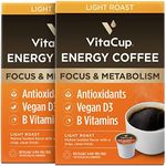 VitaCup Energy Light Roast Coffee Pods, Boost Focus & Metabolism, Antioxidants, B Vitamins, Crisp & Smooth,100% Arabica Coffee, Recyclable Single Serve Pod Compatible with Keurig K-Cup Brewers,32 Ct