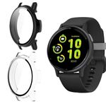 Holilo Pack of 2 Case with Tempered Glass Screen Protector Compatible with Garmin Vivoactive 5 All-Round Protective Case, Full Coverage Protective Case, Ultra Thin Scratch-Resistant Protective Case