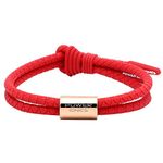 Power Ionics Weave Design Balance Bracelet for Men, Red Silicone with Rose Gold, 26cm Adjustable Size (Suitable for 12-23cm Wrist)