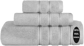 Opel tex 100% Egyptian Cotton 6 Piece Towel Set 700-GSM Ultra Soft -Luxurious & High Absorbency- Large Bath Sheet, Hand Towel & Washcloths 3 Pcs Bale Set Hotel Towels (Silver, 3 Pcs Towel Set)