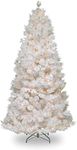 National Tree 7.5 Foot Wispy Willow Grande White Slim Tree with Silver Glitter and 500 Velvet Frost White Lights, Hinged (WOGW1-304-75)