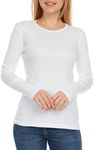 Brix Women's Long Sleeve Tee - Crewneck Cotton T-Shirt Tagless Super Soft Classic and Fitted. (US, Alpha, XX-Large, Regular, Regular, White)