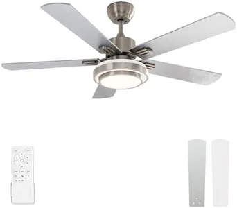 warmiplanet Ceiling Fan with Lights Remote Control, 52 Inch, Brushed Nickel (5-Blades)