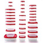 Rubbermaid Easy Find Vented Lids Food Storage Containers, Set of 30 (60 Pieces Total), Racer Red