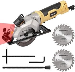 Inequalit 4Amp Mini Circular Saw, 3500RPM Corded Compact Saw with 4-1/2" 24T TCT Blades, Laser Guide, Rip Guide, Vacuum Adapter and Blade Wrench, Max Cutting Depth 1-11/16"(90°), 1-1/8"(45°）
