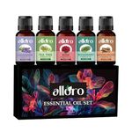 ALLORO Lavender, Rosemary, Rose, Sandalwood & Tea Tree Essential Oil for Aroma Therapy, Diffuser, Hair Growth & Clear Skin | Aroma Oil for Home Fragrance