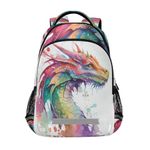 BOENLE Kids Backpack for Boys Girls Elementary School Bag Bookbag Travel Rucksack, Watercolor Dragon, 11.6"L X 6.9"W X 16.7"H, Traditional Backpacks