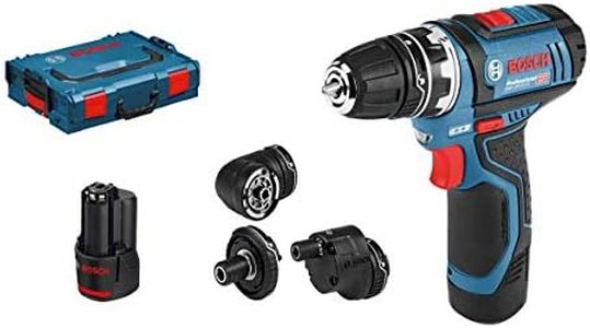 Bosch Professional 12V System Akku Bohrschrauber GSR 12V-15 FC - FlexiClick System (inkl. 2x 2.0Ah Akku, Ladegerät GAL 12V-40, 4x Aufsätze, L-BOXX)
