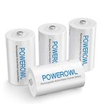 C Batteries Rechargeable, POWEROWL Ni-MH C Size Rechargeable Batteries 5000mAh 1.2V, Low Self Discharge, Pack of 4