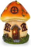 VP Home Mushroom Fairy House Solar Light for Home and Outdoor Decor Mushroom House Solar Powered Flickering LED Garden Light Fairy House Backyard Halloween Decoration