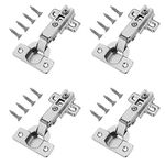 CVIUYO 4Pcs 26mm Cabinet Hinges, Kitchen Cupboard Hinges Concealed Hinges, Wardrobe Hinges, Embedded Furniture Hinges Full Overlay for Kitchen Bathroom Cabinet Closet Hinges with Screws