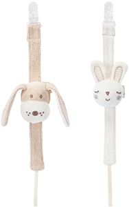 COTTONBEBE Pacifier Clips for Boys & Girls,Organic Cotton Baby Pacifiers Holder,Puppy Dog Stuffed Animal Cute Binky Clip,2 Pack