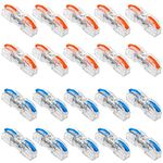 Taicols 20Pcs Lever Nuts Wire Connectors Inline Wire Connectors 1 Conductor Compact Lever Compact Splicing Electrical Connectors Butt Terminals for 28-12 AWG Soft