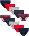 U.S. Polo Assn. Men’s Underwear – Low Rise Briefs with Contour Pouch (10 Pack), Red/Blue/Grey/Stripe, Large