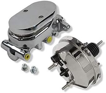 DEMOTOR PERFORMANCE Chrome 8" Single Diaphragm Universal Brake Booster and GM Master Cylinder Smooth Top 1" Bore