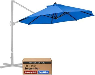 Formosa Covers Replacement Umbrella Canopy for 11ft 8 Rib Supported Bar Cantilever Market Outdoor Patio in Capri Blue Rib Length 64" to 66" Premium Vibrant Olefin Fabric (Canopy Only) (11ft 8 ribs)