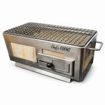 Chef's Forno Hibachi 350 Charcoal Grill | Stainless Steel Table Top Hibachi BBQ Grill with Sorrento Refractory Stone | Portable Barbecue Grill for Chicken, Kabab, Tandoor & Outdoor Cooking