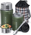KOPOK Thermoses for hot food, soup thermoses, Insulated Lunch Container Hot Food Jar Stainless Steel Vacuum Bento for Kids Adult with Spoon for Office Travel Outdoors (Green(2 Pack))