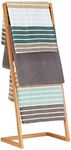 Relaxdays Towel Holder Freestanding with 4 Towel Rails, Bathroom Towel Stand, Bamboo, Butler, HWD: 100x40x30cm, Natural