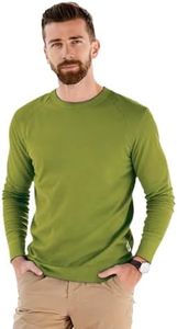 gyprprer Men’s 100% Merino Wool Base Layer Top – 15.5 Micron Ultrafine, 180g Lightweight Long Sleeve Shirt, Breathable Moisture Wicking Thermal Undershirt for Hiking Running Outdoor Olive GreenXL