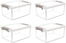 Citylife 4 Packs Small Storage Bins with Lids 3.2 Qt./ 3 L Plastic Storage Containers for Organizing Stackable Clear Storage Boxes