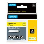 DYMO RhinoPRO Labeller Tape, Flexible Nylon Tape Cassette 1" x 11-1/2', Box of 1, Black on Yellow (1734525)