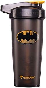 PerfectShaker Performa ACTIV DC Comics & Justice League Series 28oz Protein Shaker Bottle, Best Leak Free Bottle with ActionRod Mixing Technology for Your Sports & Fitness Needs! (Batman)