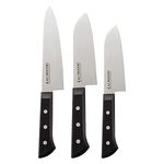 Kai Gift Box Premium Chef Hocho Knife 18.7 cm - Blade, Santoku Big Knife 17.2 cm - Blade and Santoku Small Knife 14.2 cm - Blade, Black Stainless Steel Knife Set (Pack of 3)