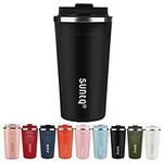 SUNTQ Reusable Coffee Cups Travel - Coffee Travel Mug with Leakproof Lid - Thermal Mug Insulated Cup - Stainless Steel Coffee Travel Cup - for Hot and Cold Drinks, 18oz/510ml, Black