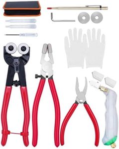 eZAKKA Glass Cutting Tool Set Kit, Glass Nipper Glass Running Plier Breaking Plier Oil Feed Glass Cutter Set with Leather Zipper Bag for Stained Glass, Tiles, Mosaic, Mirrors,Bottle, A KIT