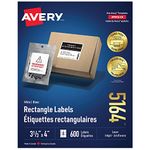 Avery TrueBlock Shipping Labels for Inkjet/Laser Printers, 3⅓" x 4", White, Rectangle, 600 Labels, Permanent (5164) Made in Canada
